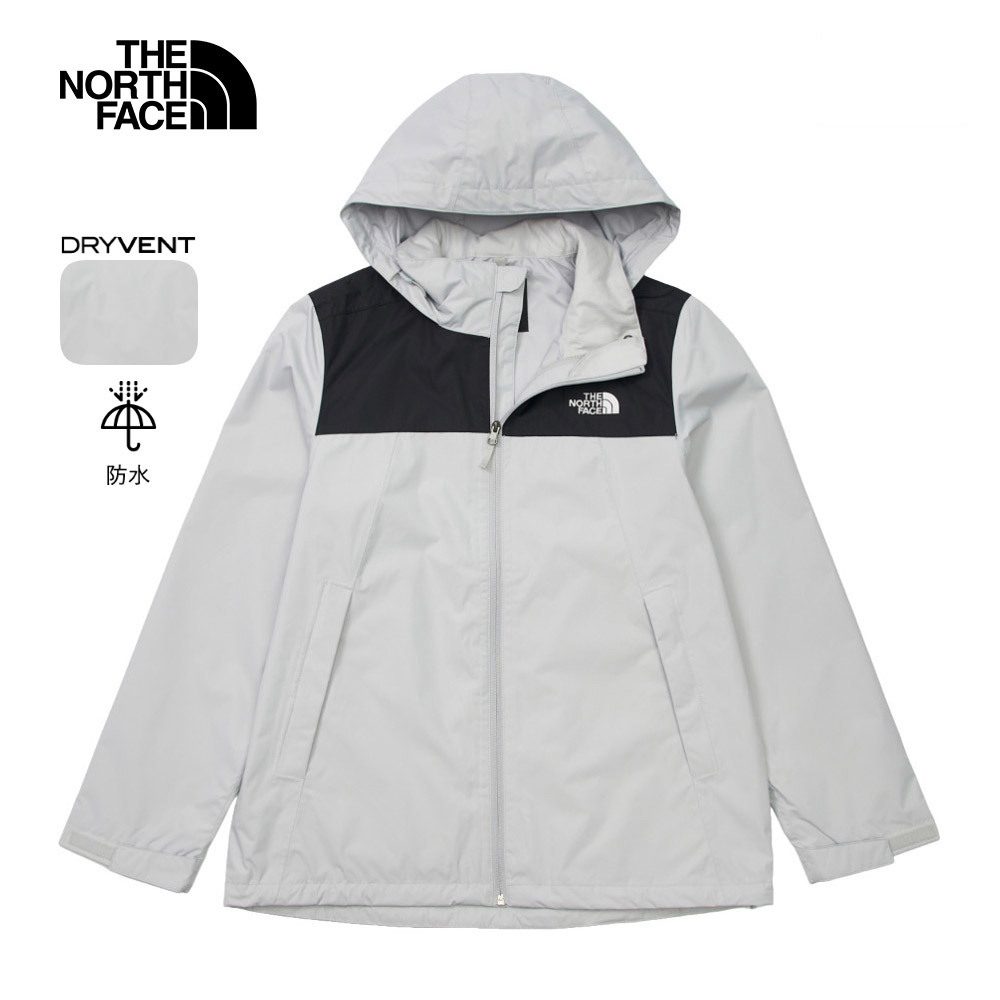 The North Face 【限時搶購】男款灰黑拼接防水透氣保暖可調節收納連帽衝鋒