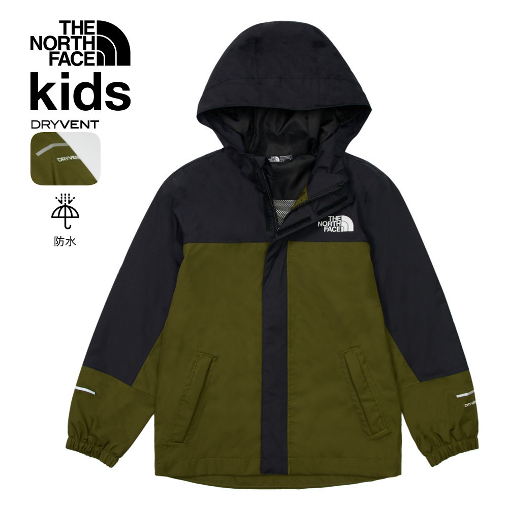 【限時搶購】兒童綠色防水透氣連帽衝鋒衣｜8A48PIB