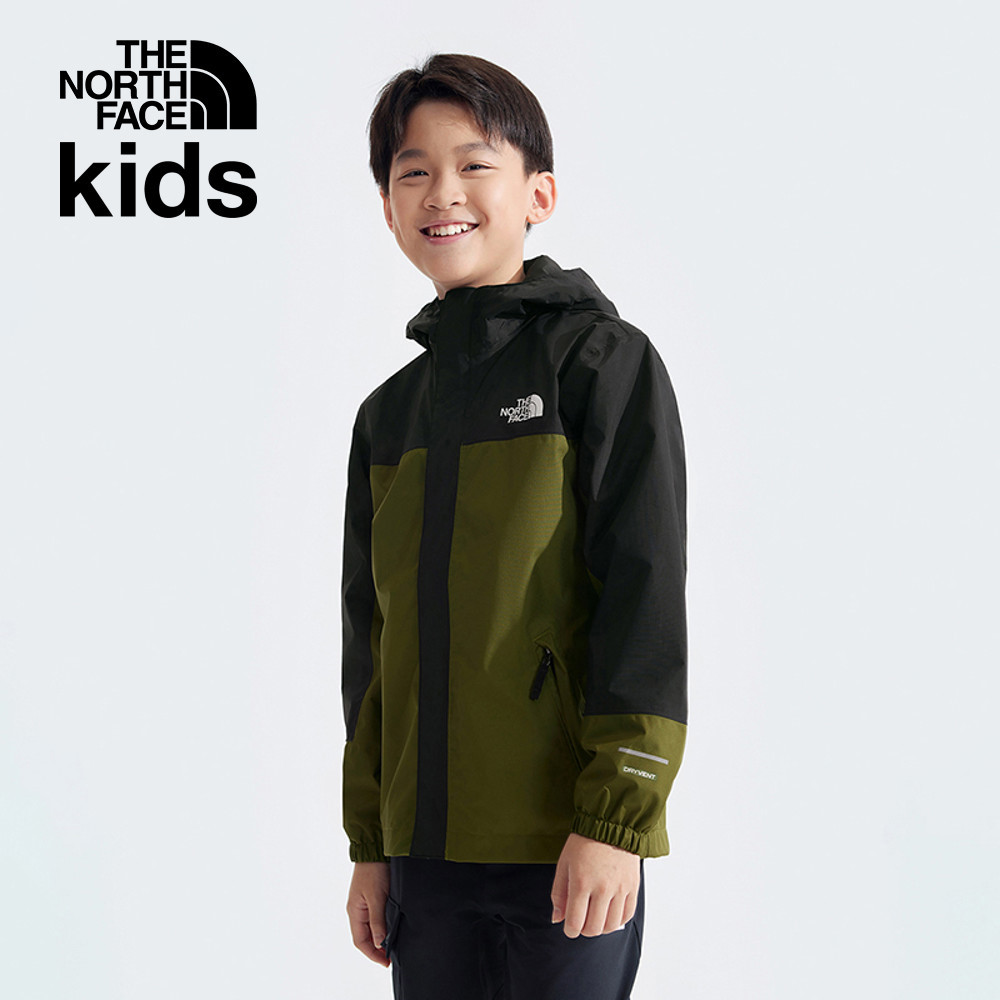 【限時搶購】兒童綠色防水透氣連帽衝鋒衣｜8A48PIB