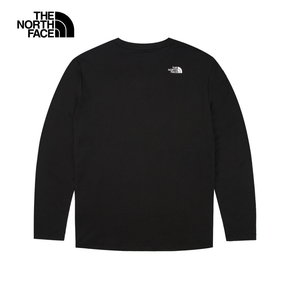 The North Face北面男款黑色吸濕排汗品牌LOGO長袖T恤｜8AMJJK3