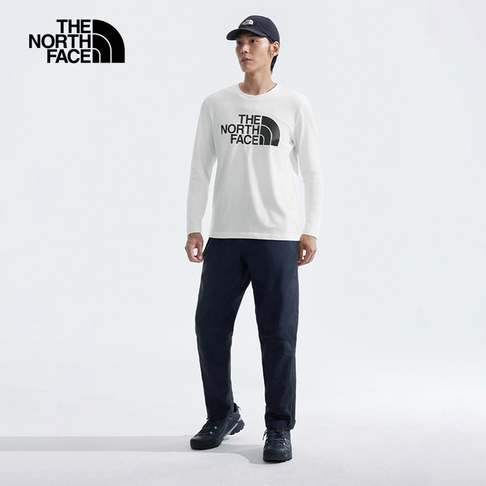 The North Face北面男款白色吸濕排汗品牌LOGO長袖T恤｜8AMJFN4
