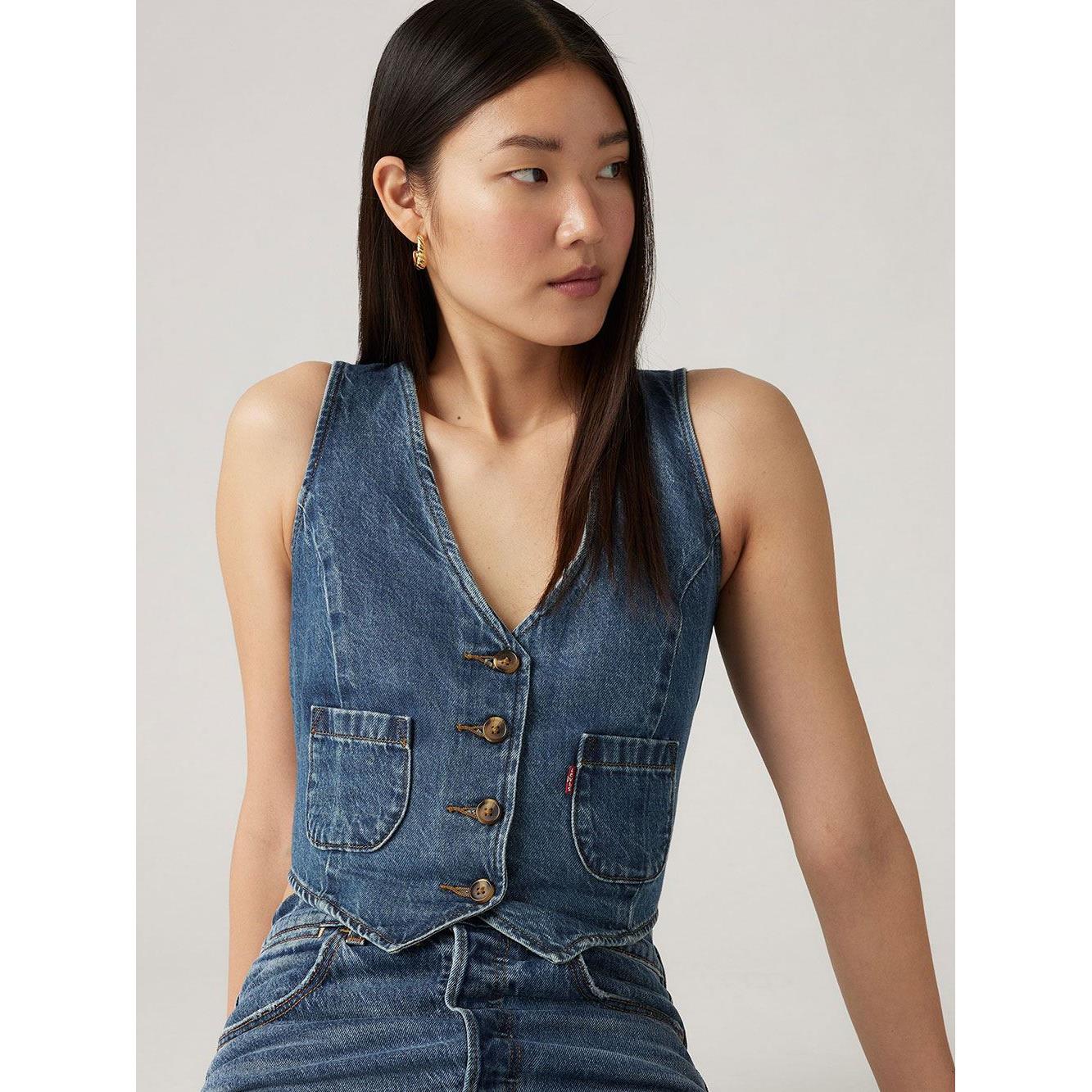 女款 深V復古丹寧牛仔背心 熱賣單品