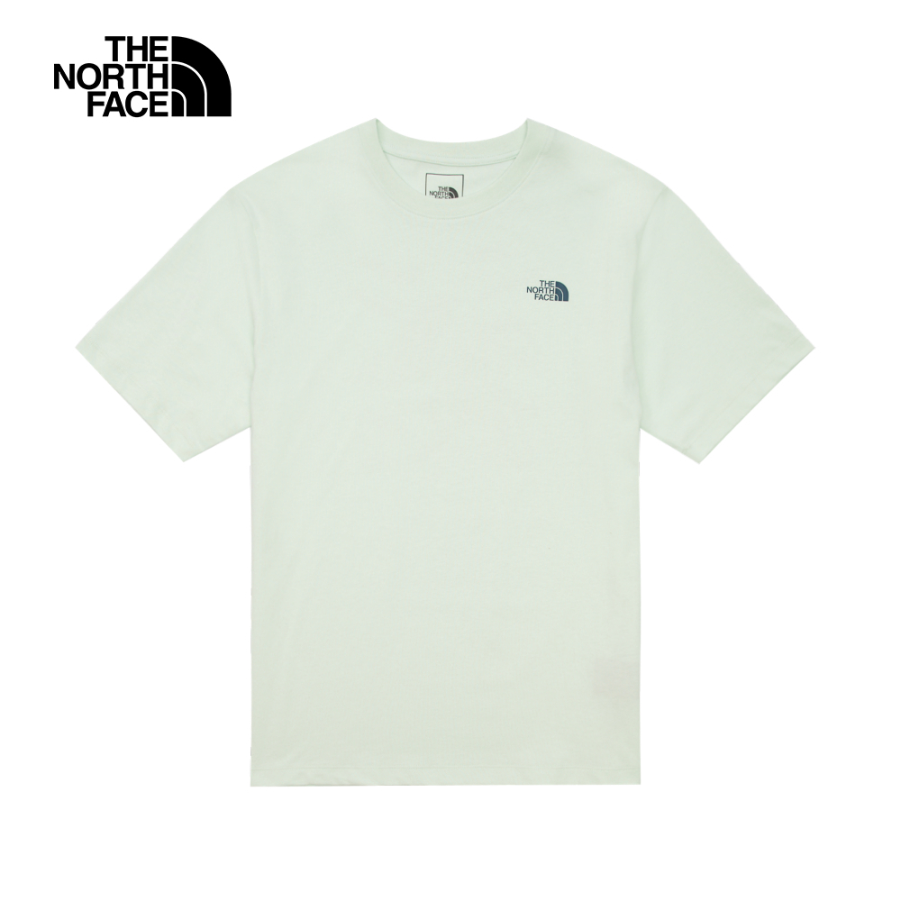 【限時搶購】男款綠色純棉舒適透氣山峰天空抽象印花短袖T恤｜8AT31OF