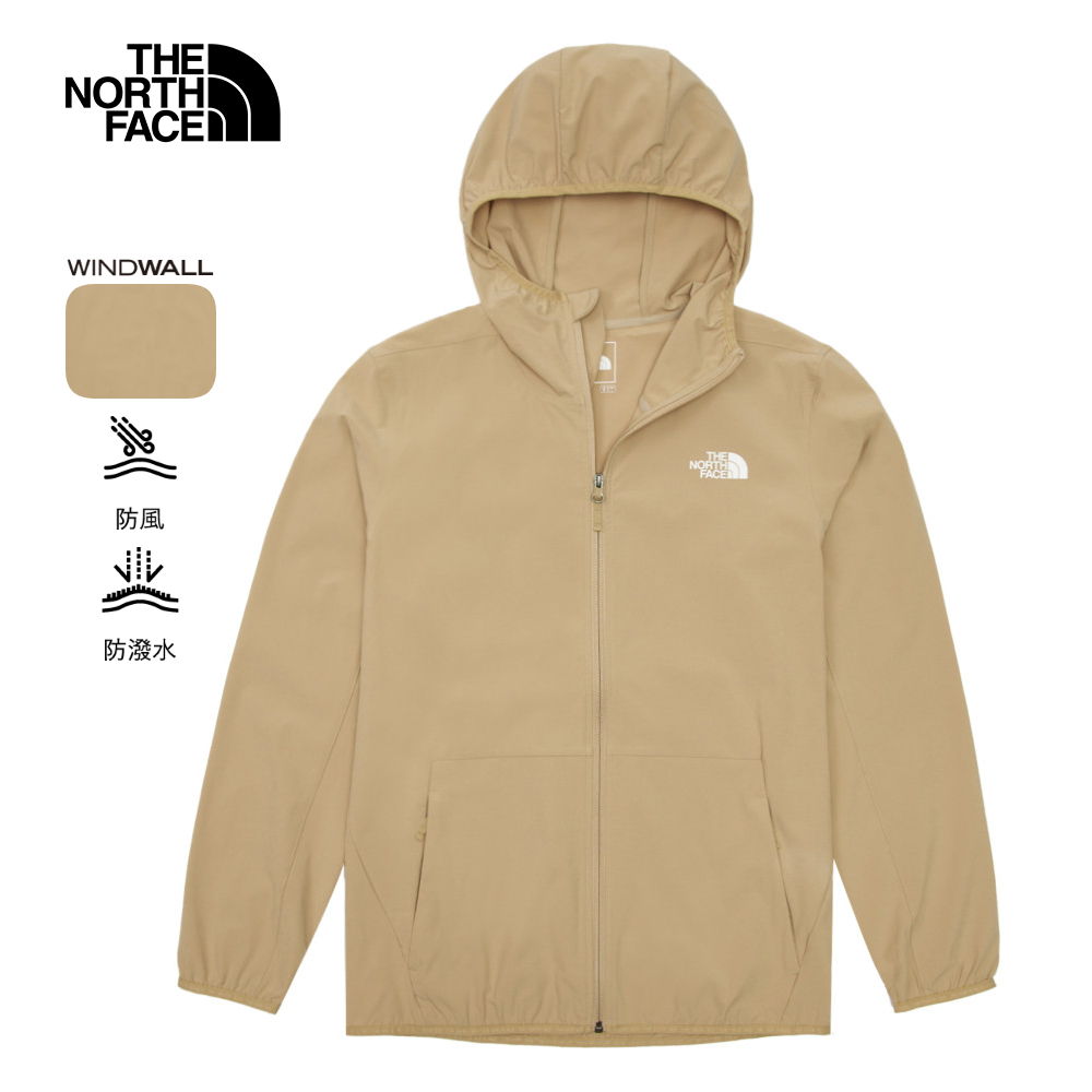【10/24 00點週末限定】The North Face北面男款UPF卡其色防風防潑水防曬連帽外套｜7WCYLK5