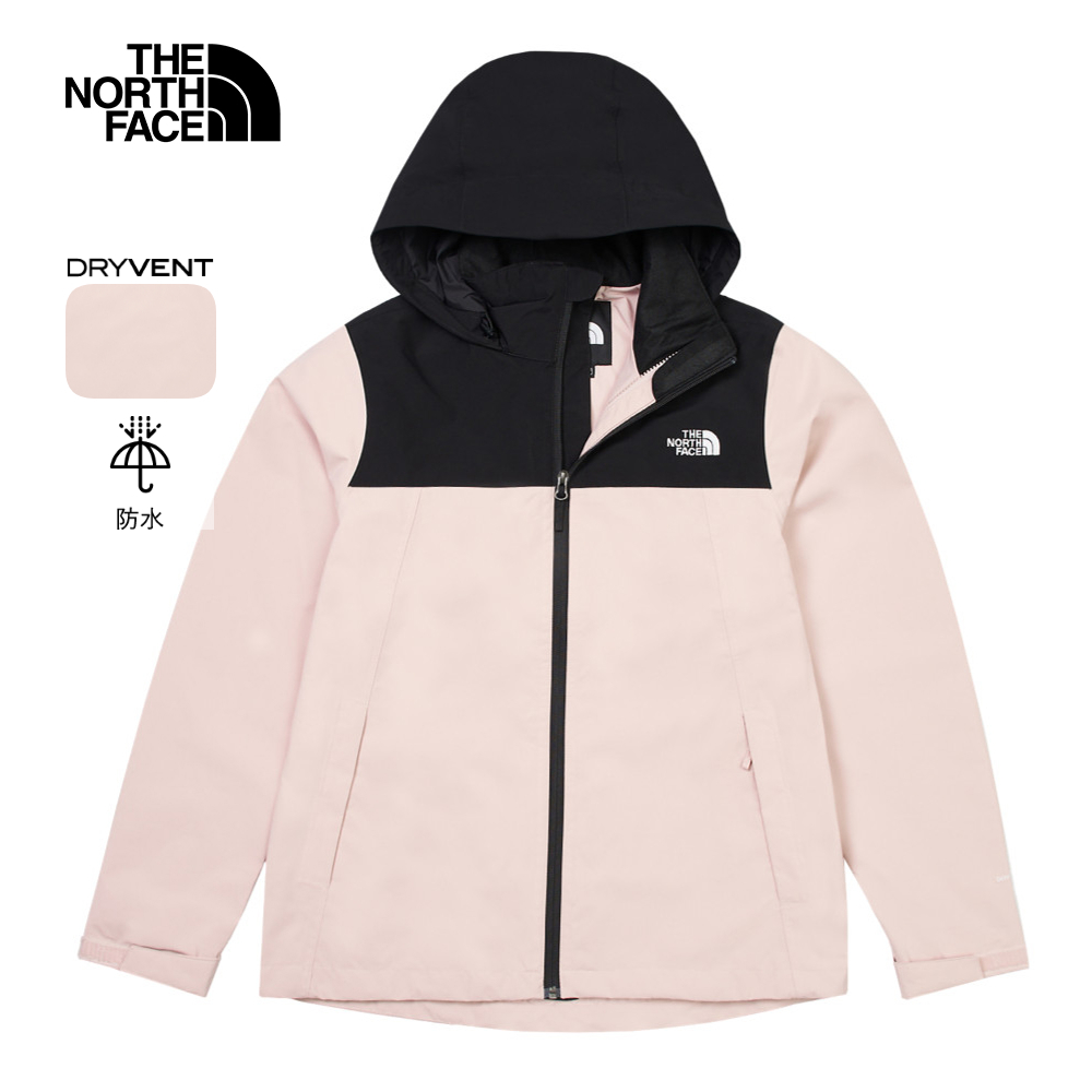The North Face北面女款粉色防水透氣可調節收納連帽衝鋒衣｜88FYLK6－速躍