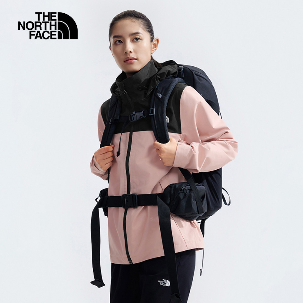 The North Face北面女款粉色防水透氣可調節收納連帽衝鋒衣｜88FYLK6