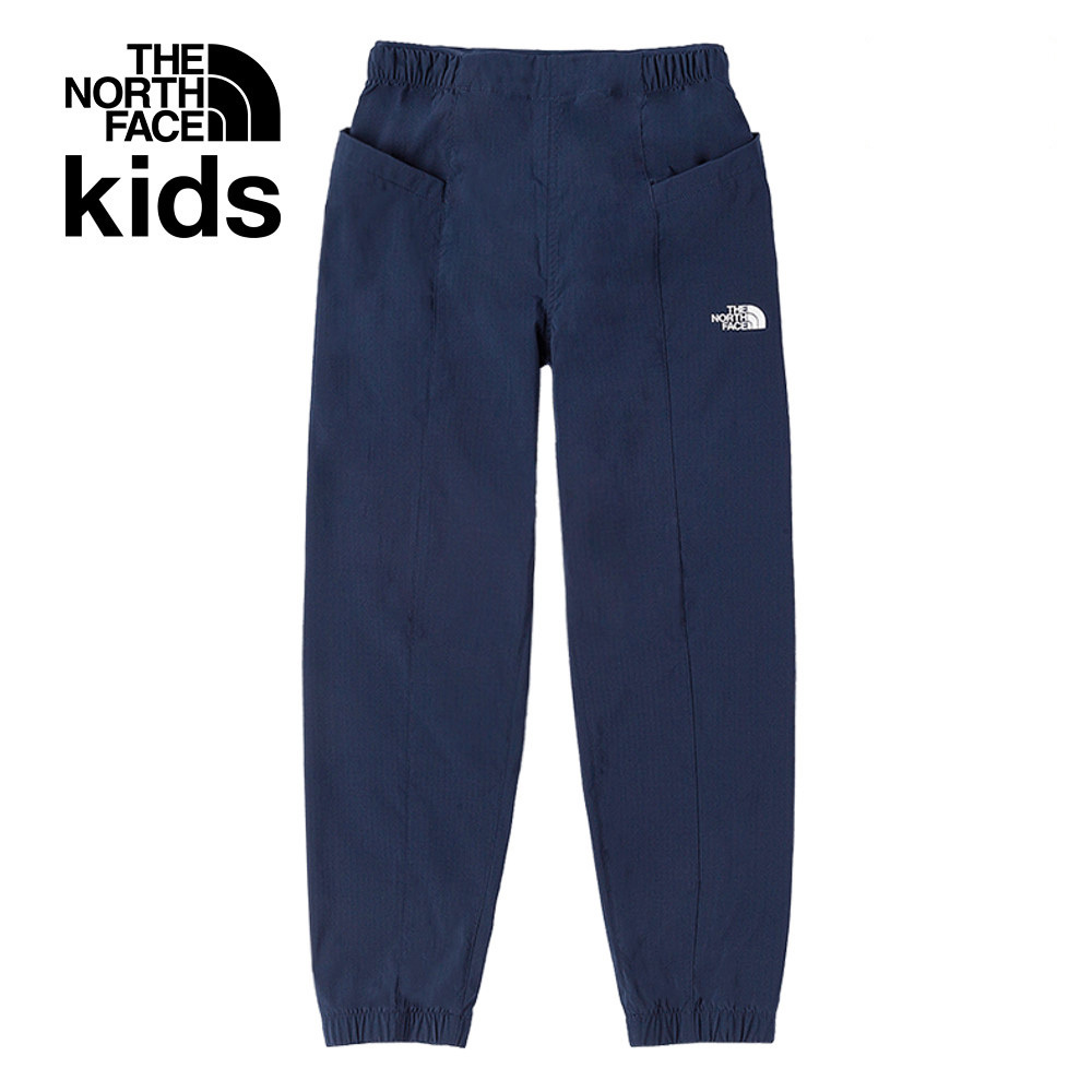 The North Face北面兒童UPF藍色防風防曬防潑水彈力褲腰縮口褲｜89XD8K2