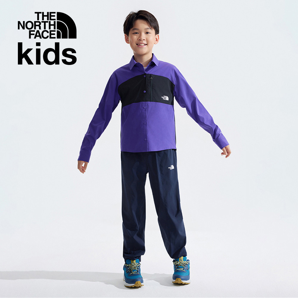 The North Face北面兒童UPF藍色防風防曬防潑水彈力褲腰縮口褲｜89XD8K2