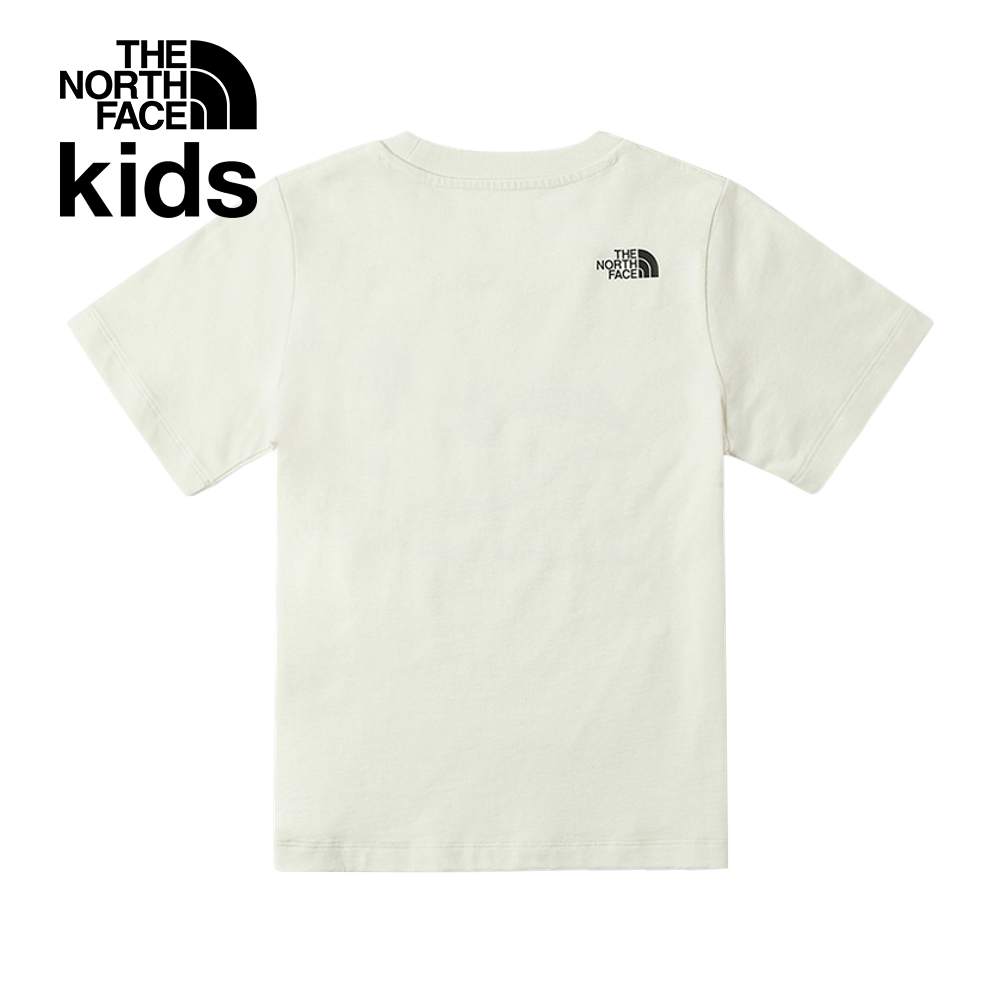 【10/25 00點週末限定】The North Face北面兒童米白色純棉舒適胸前大尺寸趣味印花短袖T恤｜89XEQLI