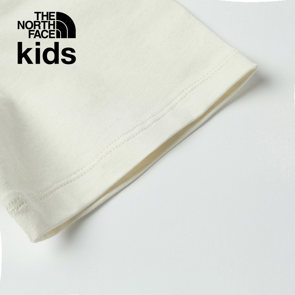 【10/25 00點週末限定】The North Face北面兒童米白色純棉舒適胸前大尺寸趣味印花短袖T恤｜89XEQLI