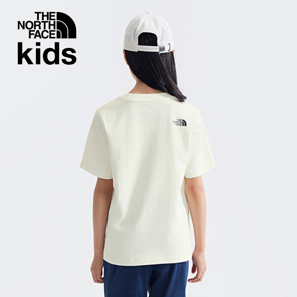【10/25 00點週末限定】The North Face北面兒童米白色純棉舒適胸前大尺寸趣味印花短袖T恤｜89XEQLI