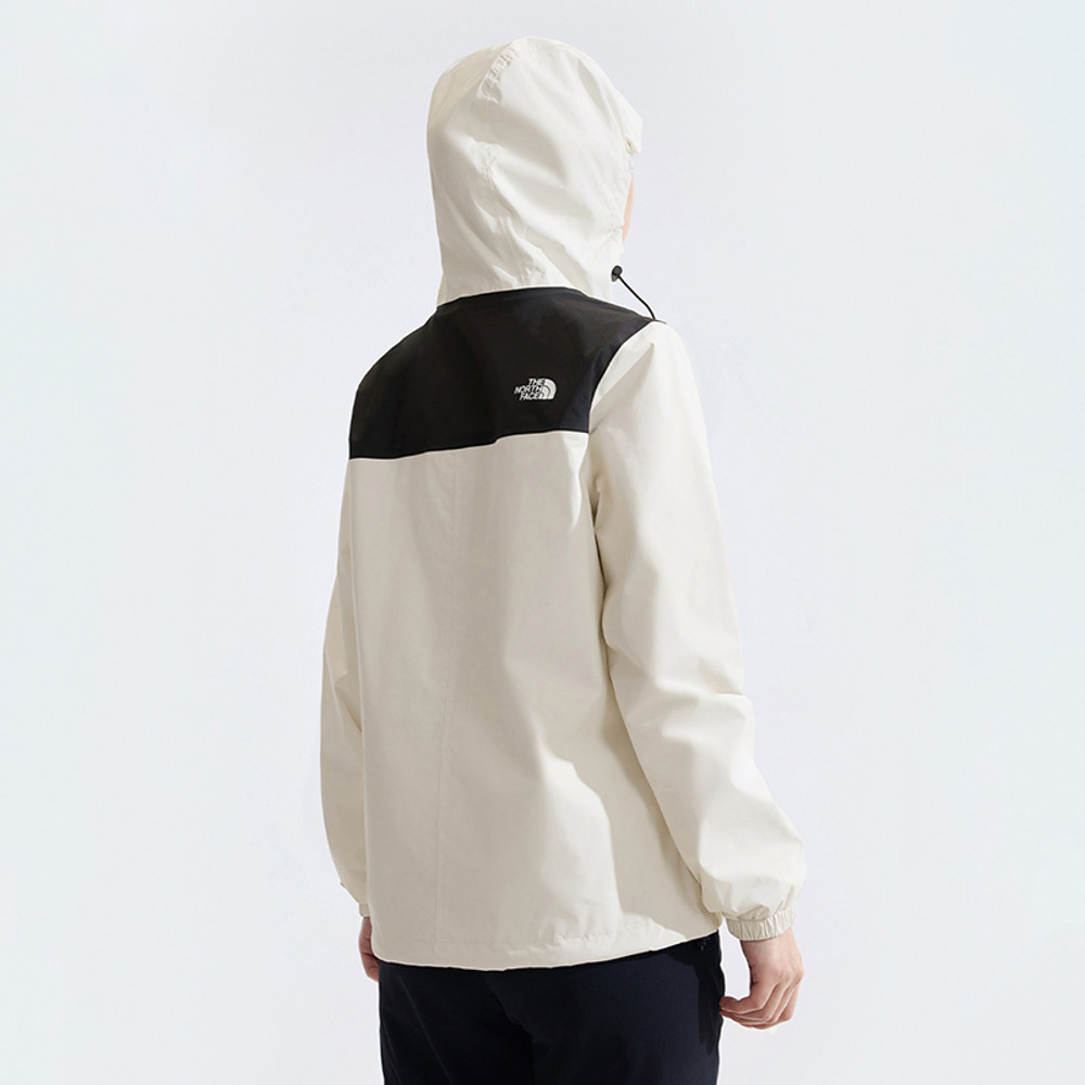 【限時搶購】女款米白色防水透氣連帽衝鋒衣｜5K2XROU