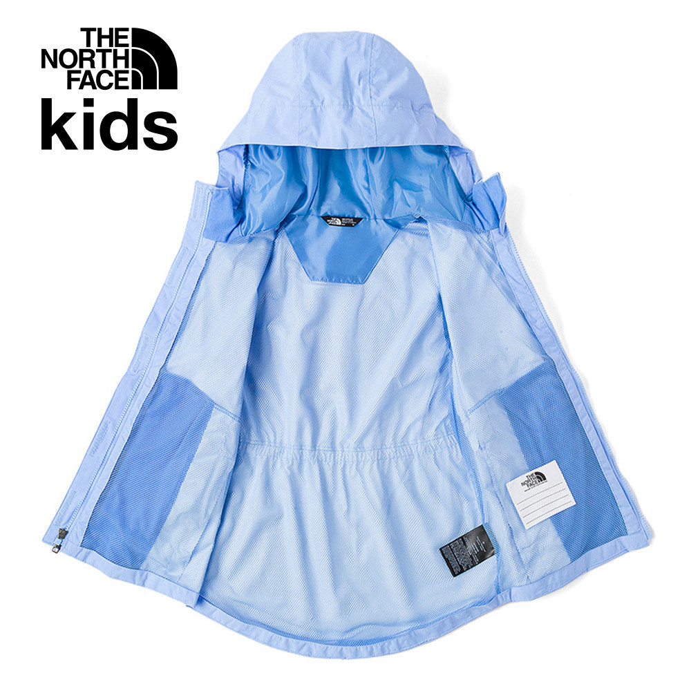 The North Face北面兒童藍色防水透氣收腰連帽衝鋒衣｜8A491I5