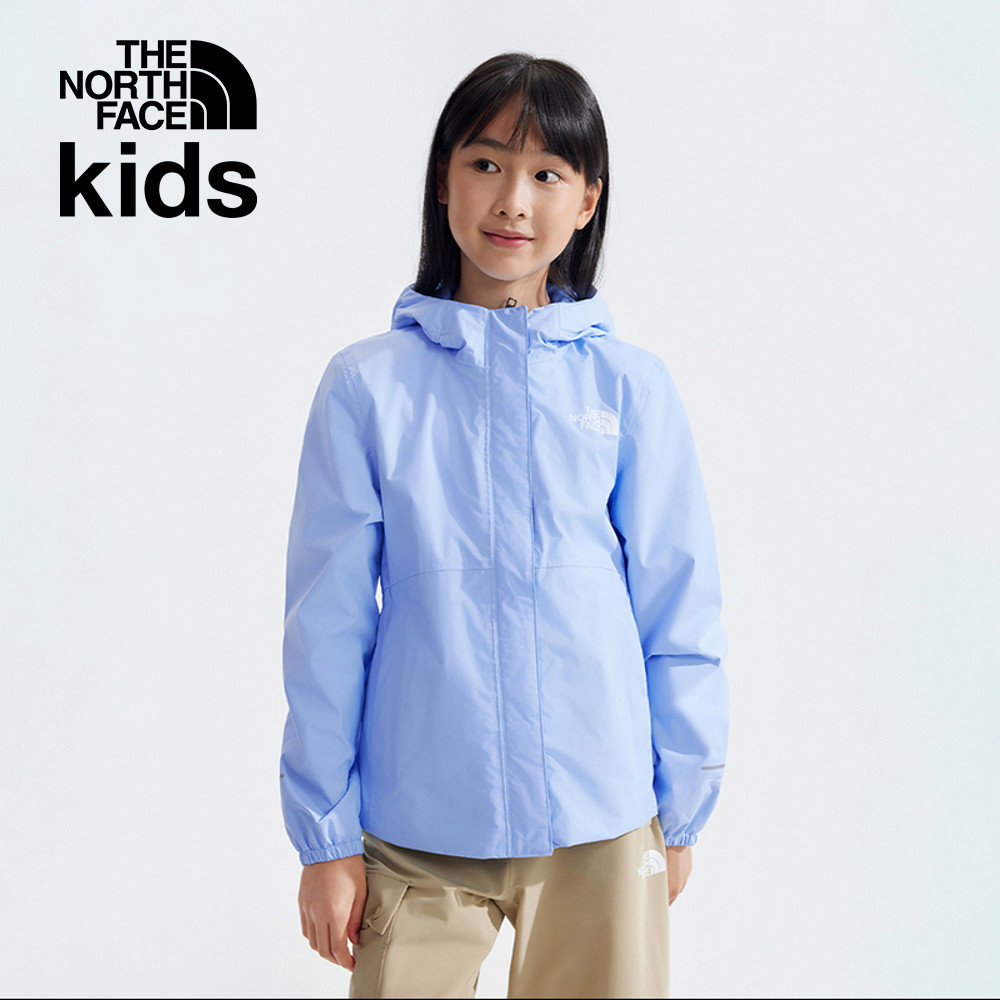 The North Face北面兒童藍色防水透氣收腰連帽衝鋒衣｜8A491I5