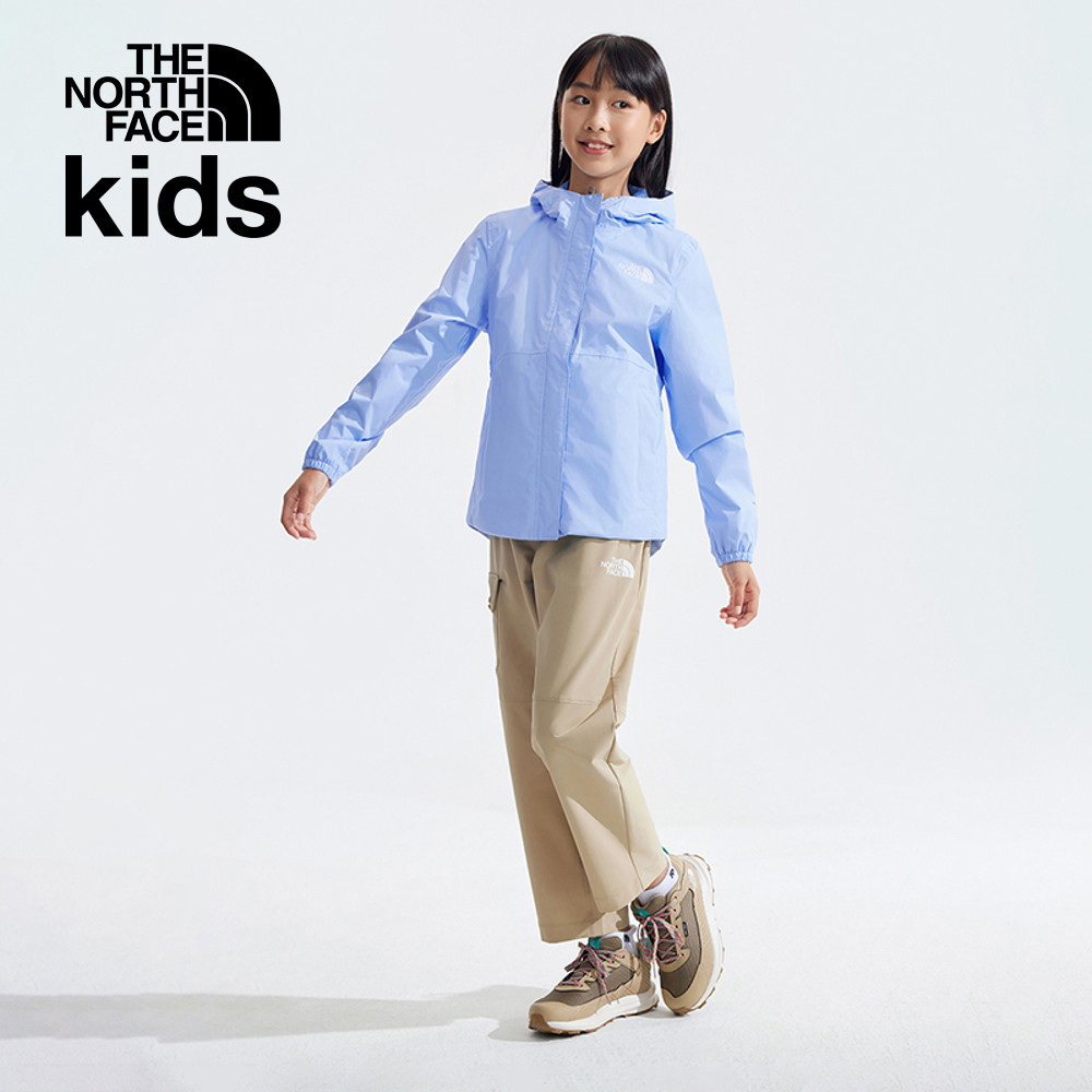 The North Face北面兒童藍色防水透氣收腰連帽衝鋒衣｜8A491I5