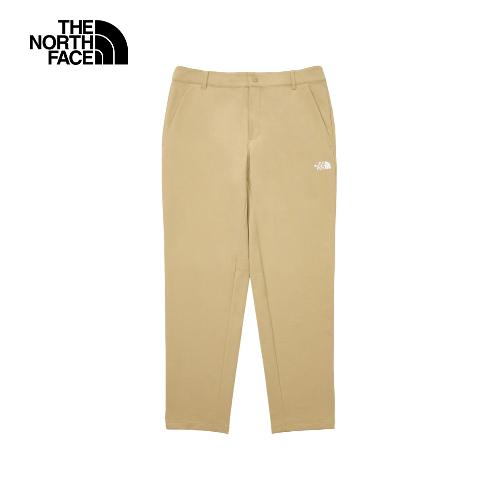 The North Face北面男款卡其色防潑水品牌LOGO長褲｜83OOLK5
