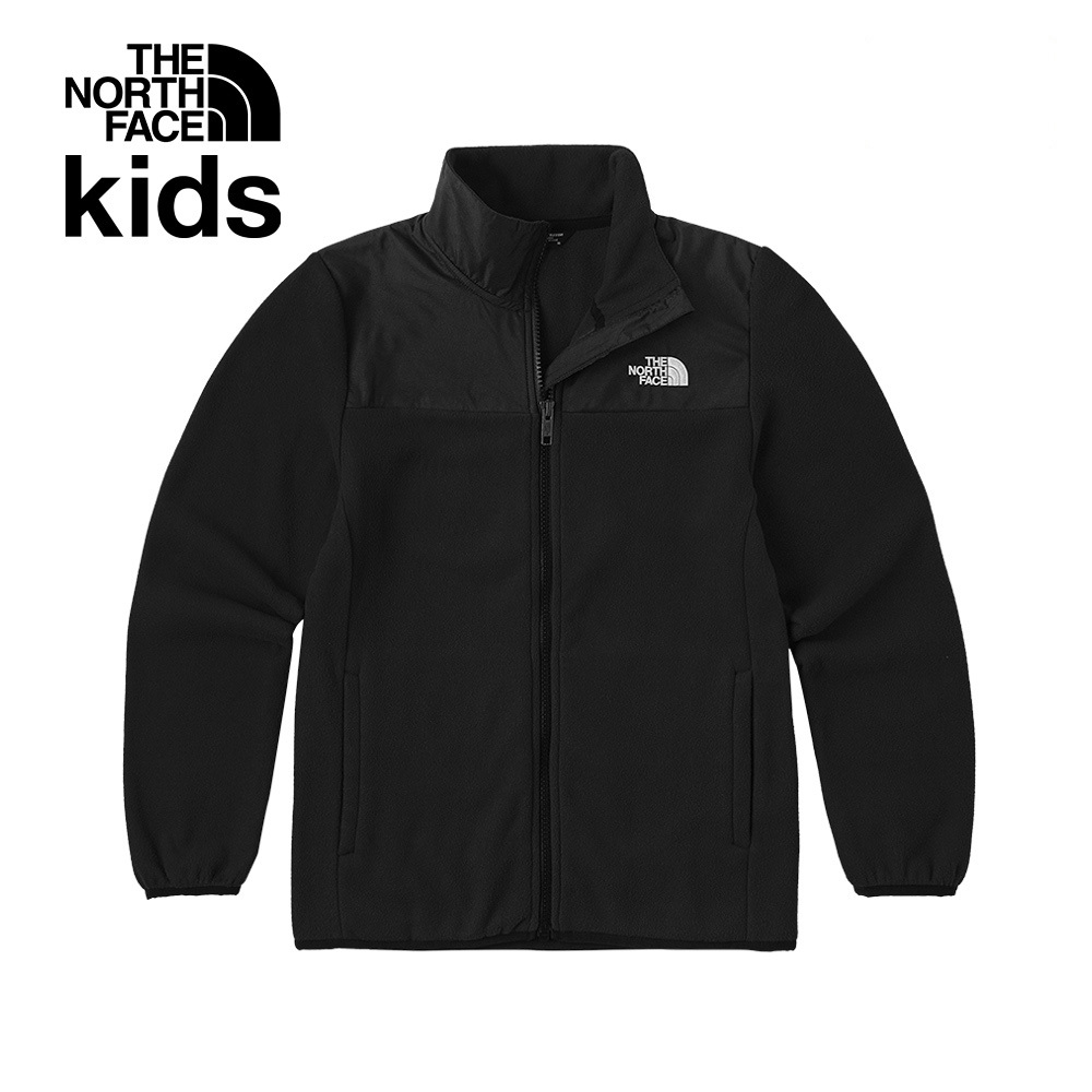 The North Face北面兒童黑色品牌刺繡LOGO立領抓絨外套｜8DNAJK3