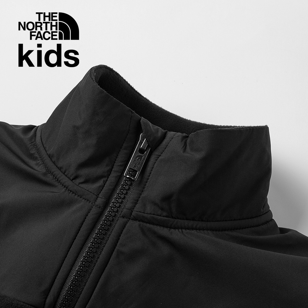 The North Face北面兒童黑色品牌刺繡LOGO立領抓絨外套｜8DNAJK3