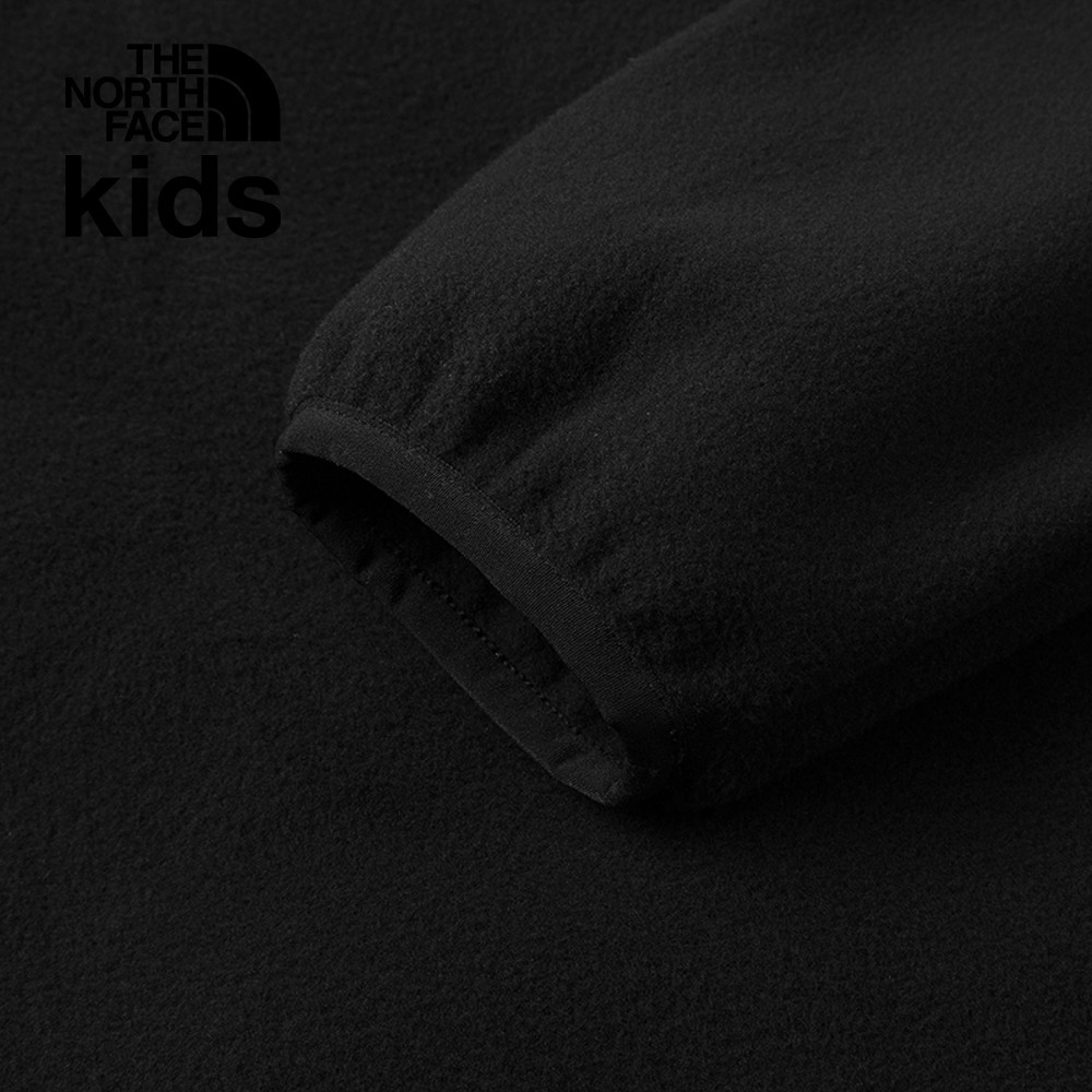 The North Face北面兒童黑色品牌刺繡LOGO立領抓絨外套｜8DNAJK3