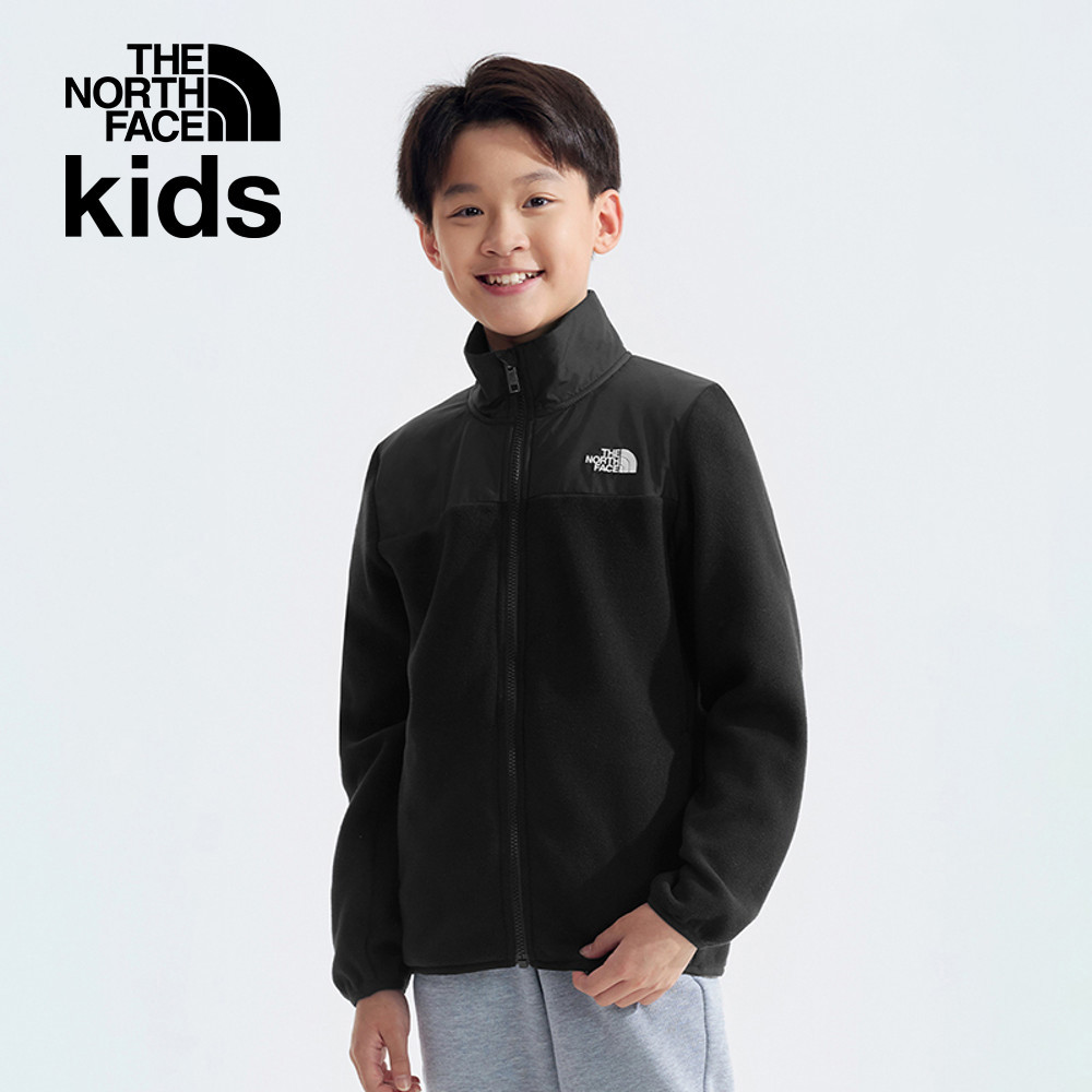 The North Face北面兒童黑色品牌刺繡LOGO立領抓絨外套｜8DNAJK3