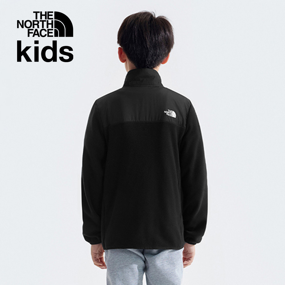 The North Face北面兒童黑色品牌刺繡LOGO立領抓絨外套｜8DNAJK3