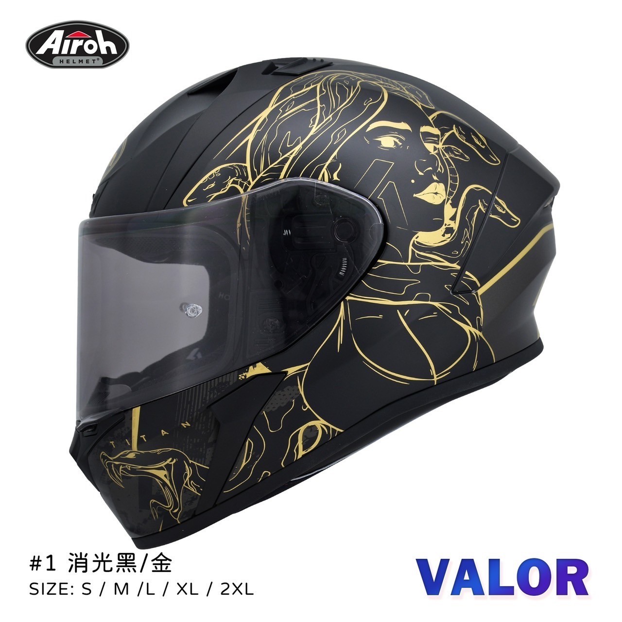 預購 義大利 Airoh VALOR #1 消光黑/金 高質感 全罩安全帽 輕量 進口 重機 通勤 亞州類型版本_0