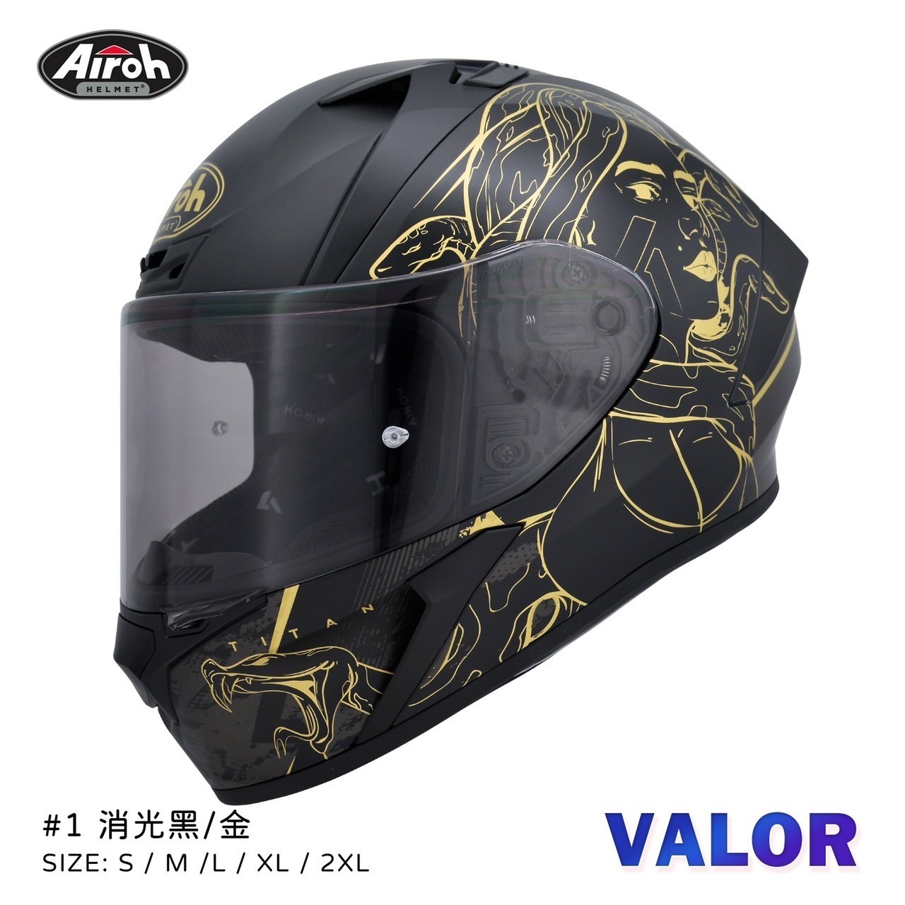 預購 義大利 Airoh VALOR #1 消光黑/金 高質感 全罩安全帽 輕量 進口 重機 通勤 亞州類型版本_1