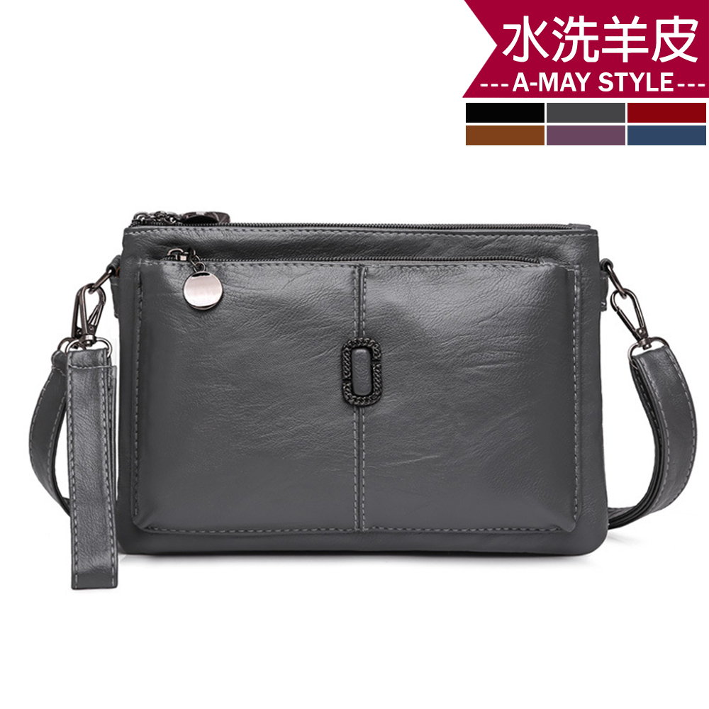 女真皮包 斜背包 經典質感水洗羊皮三層手挽肩背包(6色)【XWL13936】＊艾美時尚(現+預)_2