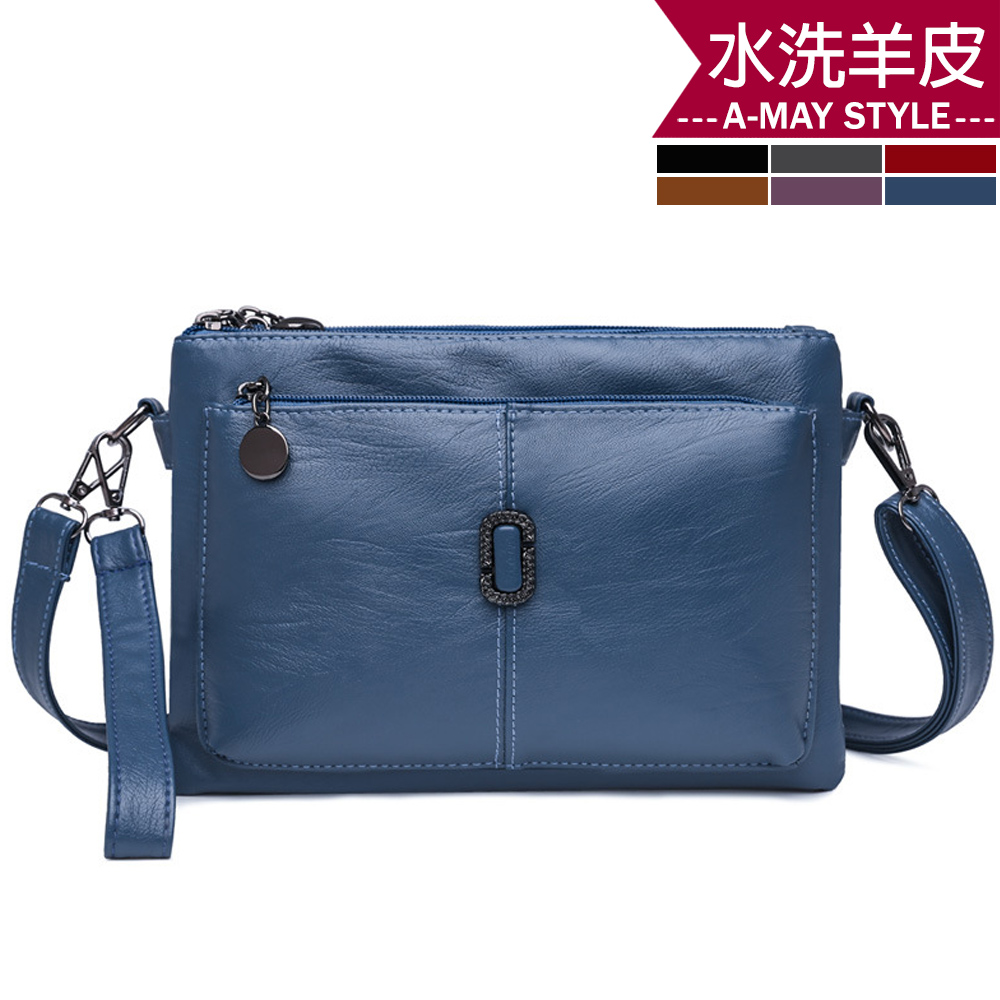 女真皮包 斜背包 經典質感水洗羊皮三層手挽肩背包(6色)【XWL13936】＊艾美時尚(現+預)_6