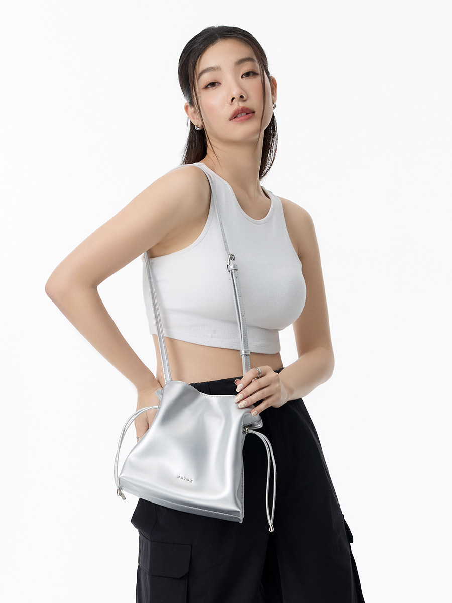 ★S'AIME 2WAY抓皺束口流浪包 巾着型 ショルダーバック/送料込 S'AIME 2WAY抓皺束口流浪小包｜ S'AIME東京企劃