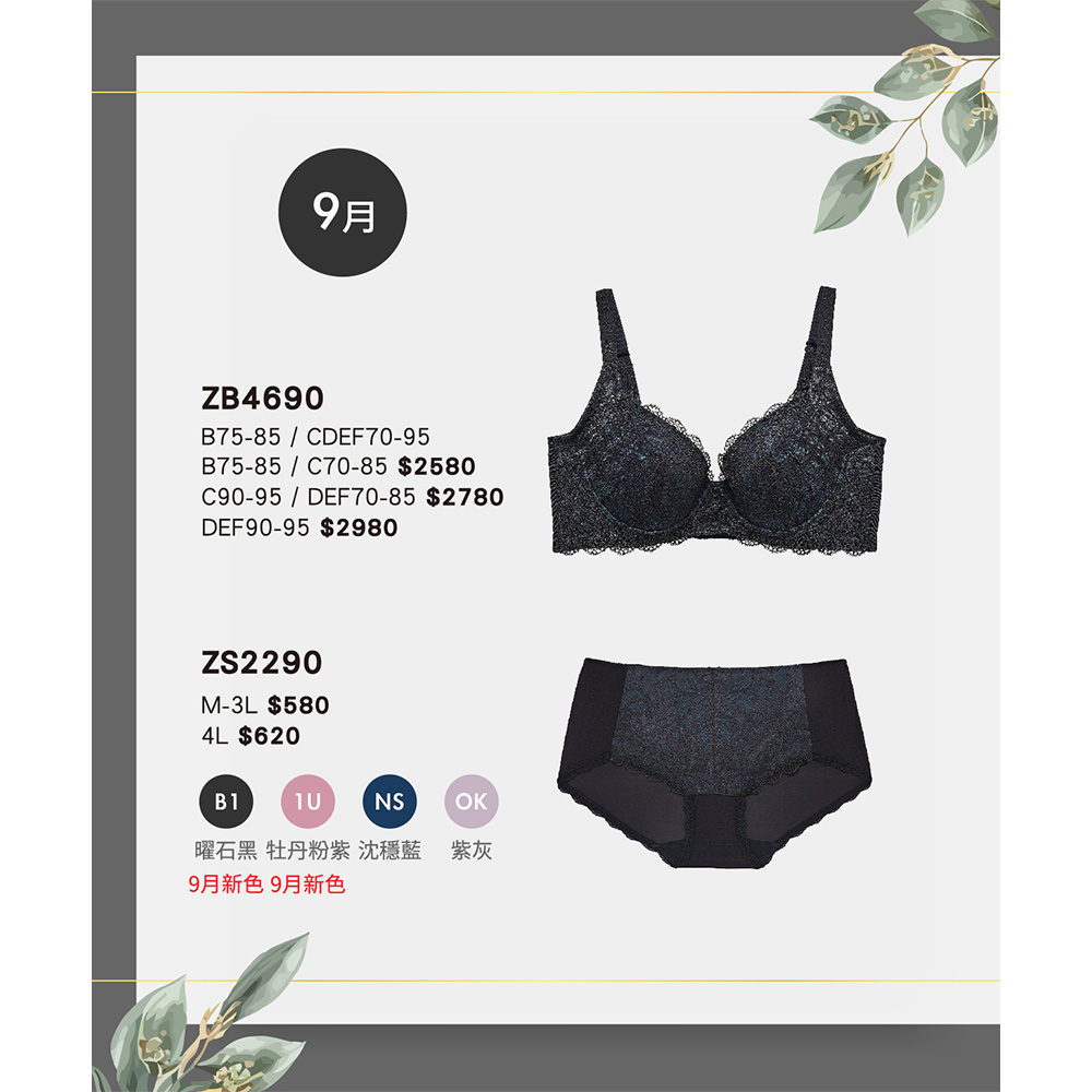 華歌爾-摩奇X-大V美背-魔翼胸罩B-F罩杯內衣(曜石黑) ZB4690B1