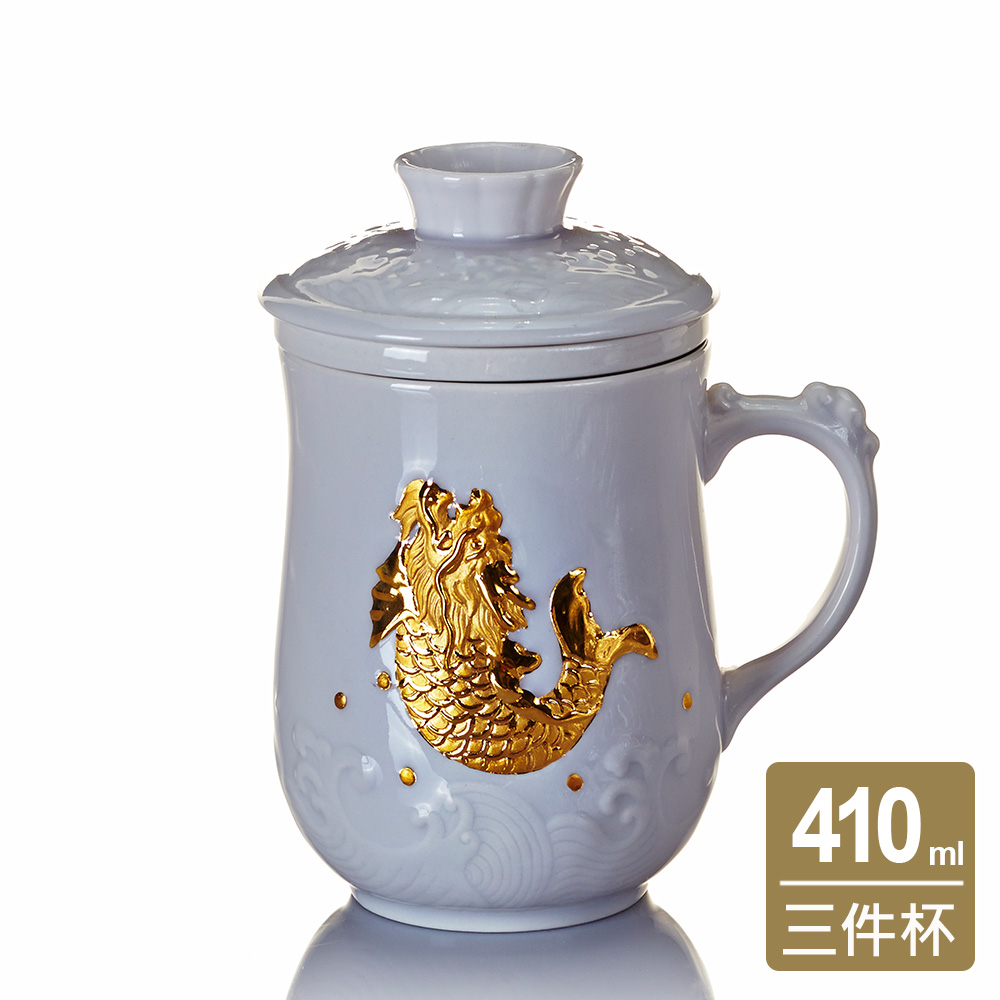 【希少】乾唐軒 ACERA New Chi 白磁 龍 オブジェ ＆ 器 セット 新魚躍龍門三件杯410cc-乾唐軒ACERA官方商城