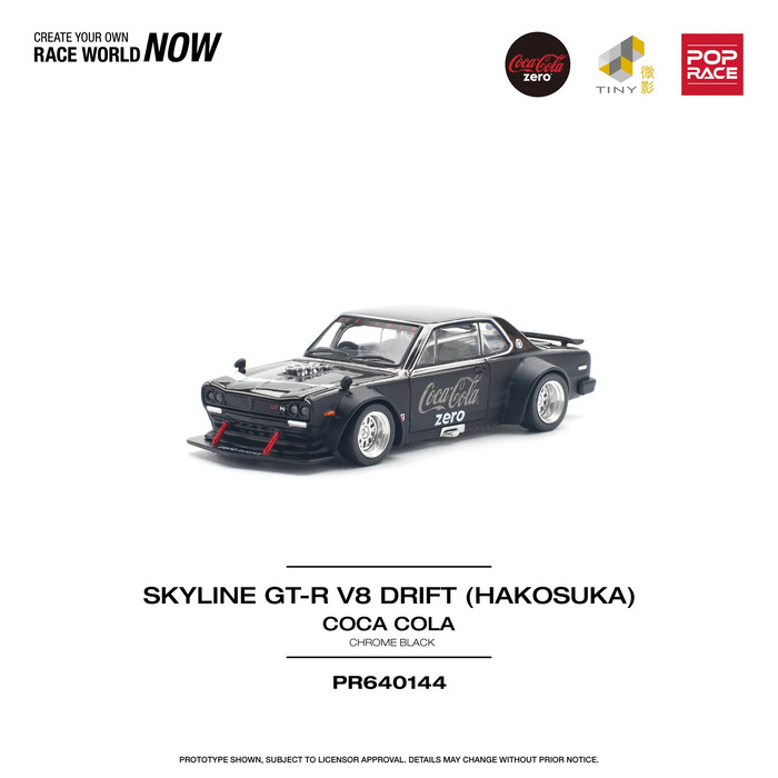 POP RACE 1/64 SKYLINE GT-R V8 DRIFT (HAKOSUKA) COCA COLA ZERO