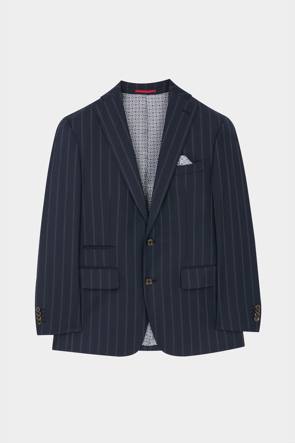 SST&C Classic Navy Blue Straight Stripe Slim Fit Suit Jacket | 00012408001_7