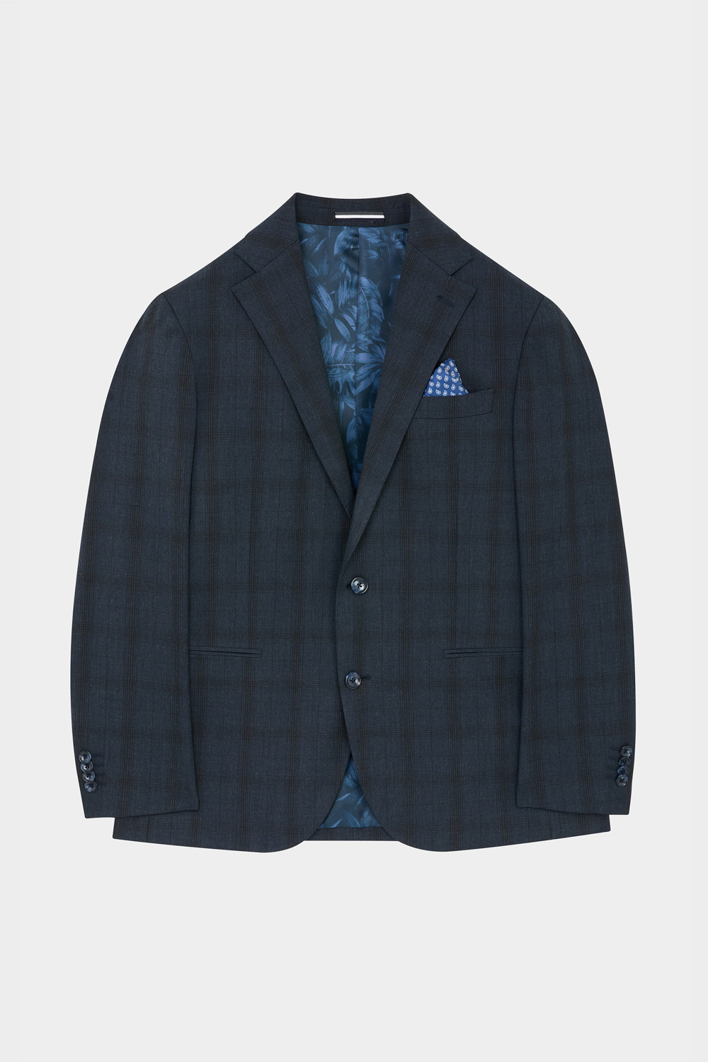 SST&C Classic Navy Checkered Loose Suit Jacket | 00012408005_7