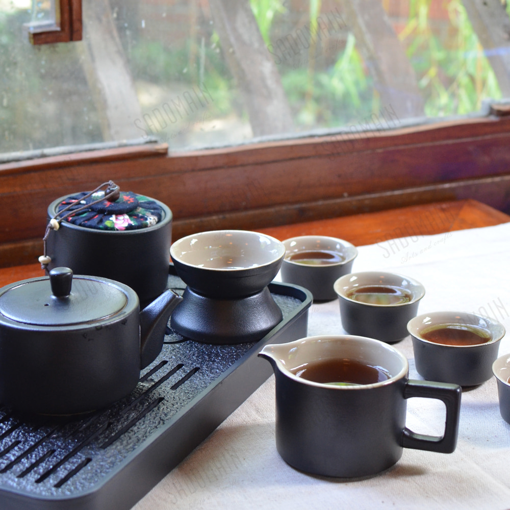 粗陶方圓茶具旅行10件組附收納皮盒CT141 | 熱銷推薦| 仙德曼SADOMAIN