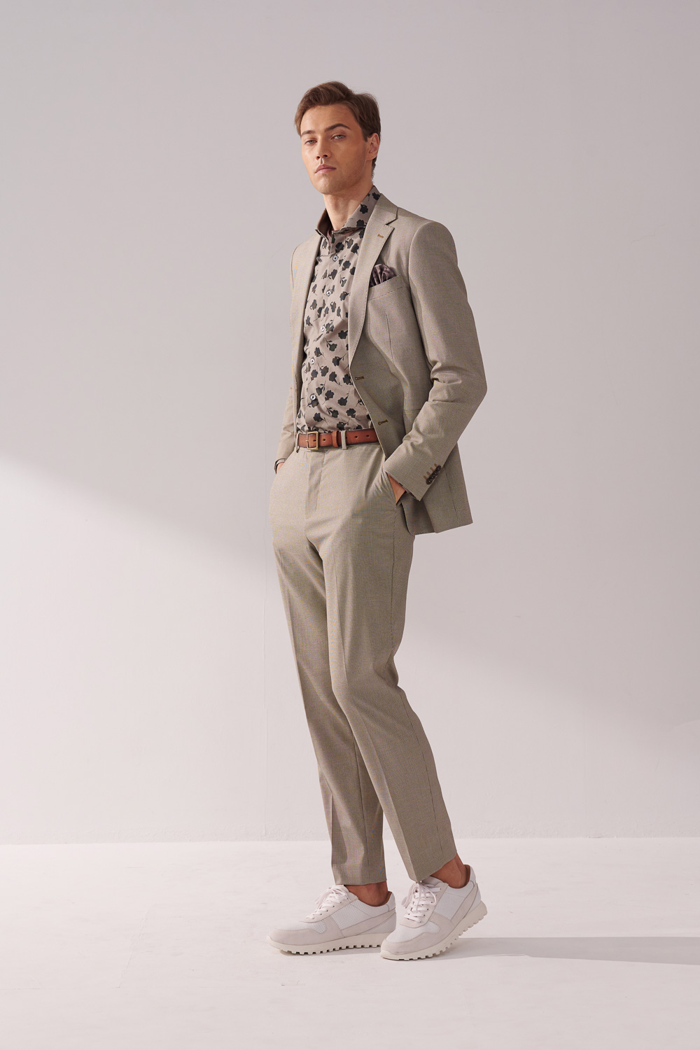 SST&C Khaki Houndstooth Tailor Suit Jacket | 00012410004_2