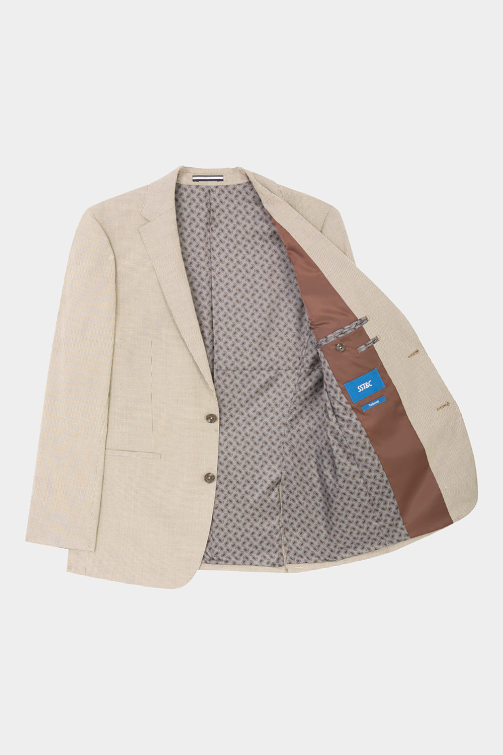 SST&C Khaki Houndstooth Tailor Suit Jacket | 00012410004_6