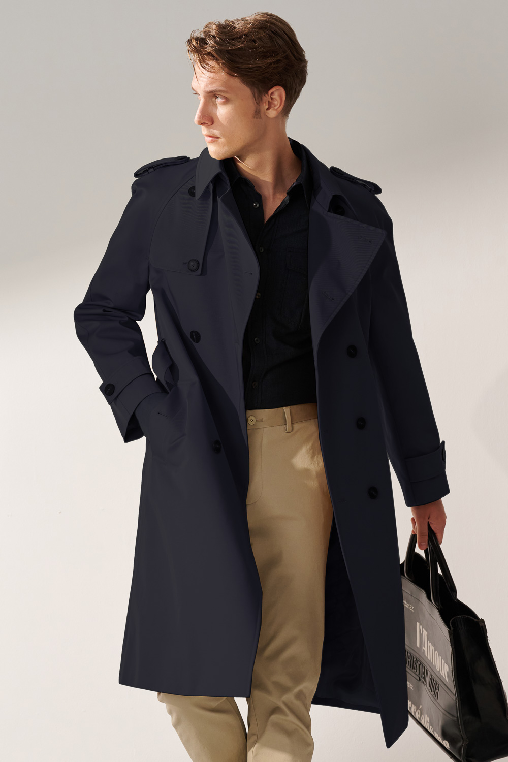 SST&C 黑色雙排扣長版風衣｜00142410004 (Outlet)_0