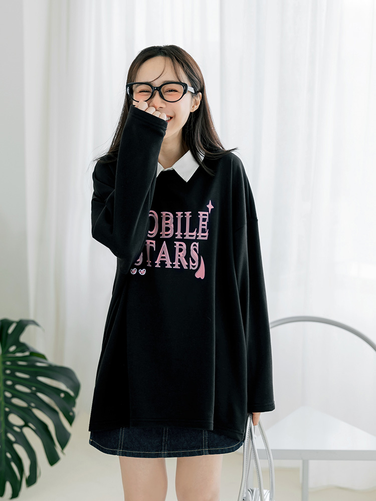 寬版蝴蝶結字母印花大學TEE_3