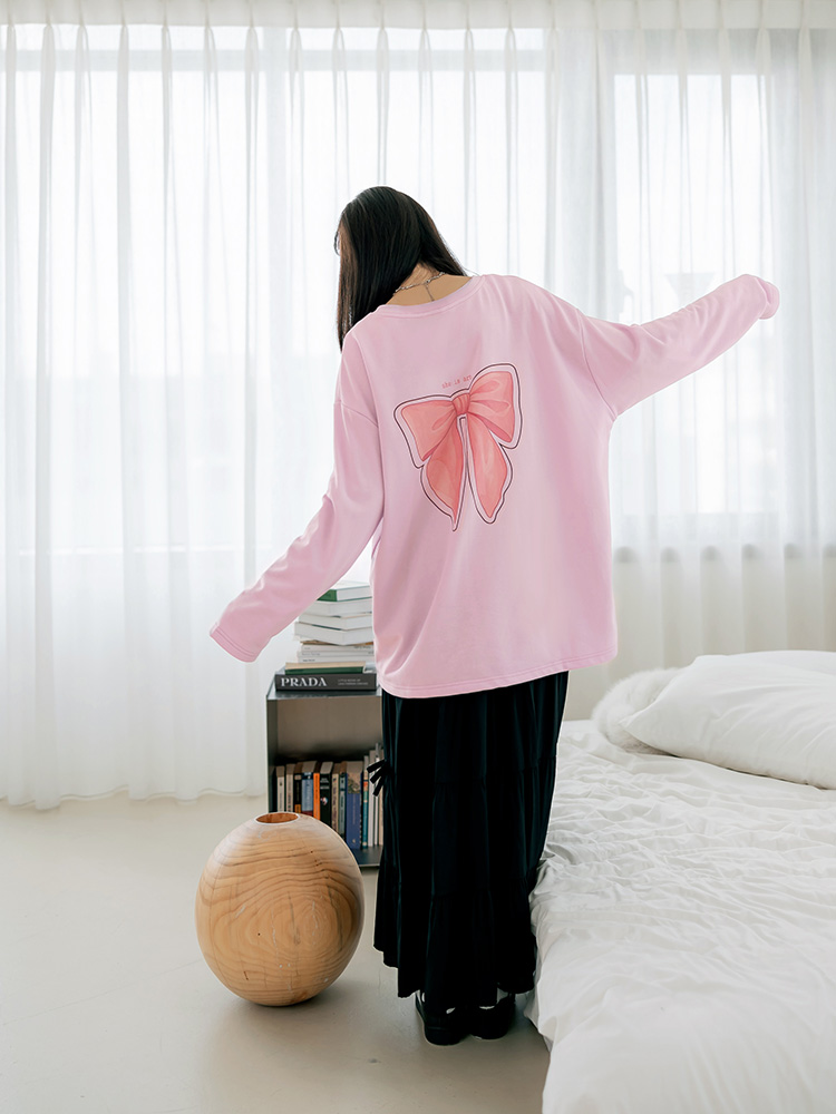 寬版蝴蝶結字母印花大學TEE_6