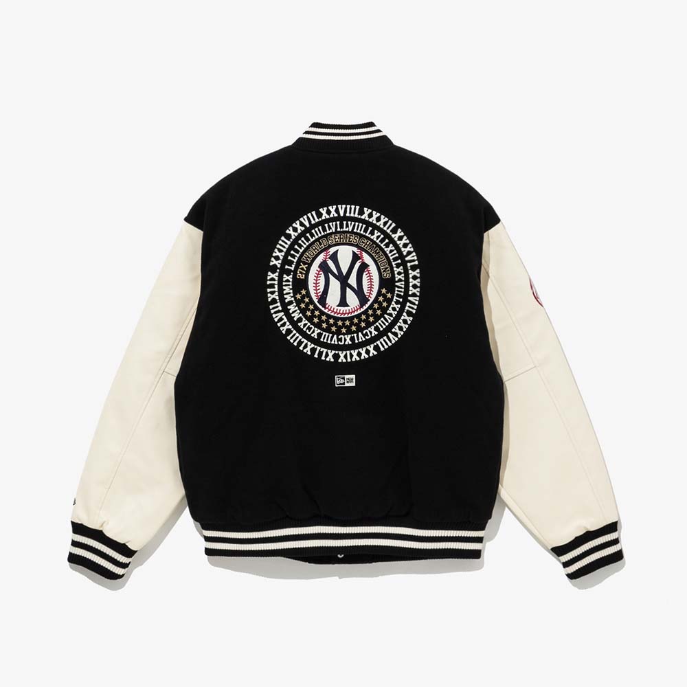 NEW ERA 男女外套韓版AP MLB VARSITY JK44 紐約洋基黑/白NE14397890