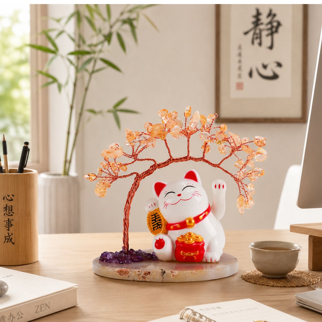 招財富招財貓黃水晶開運樹