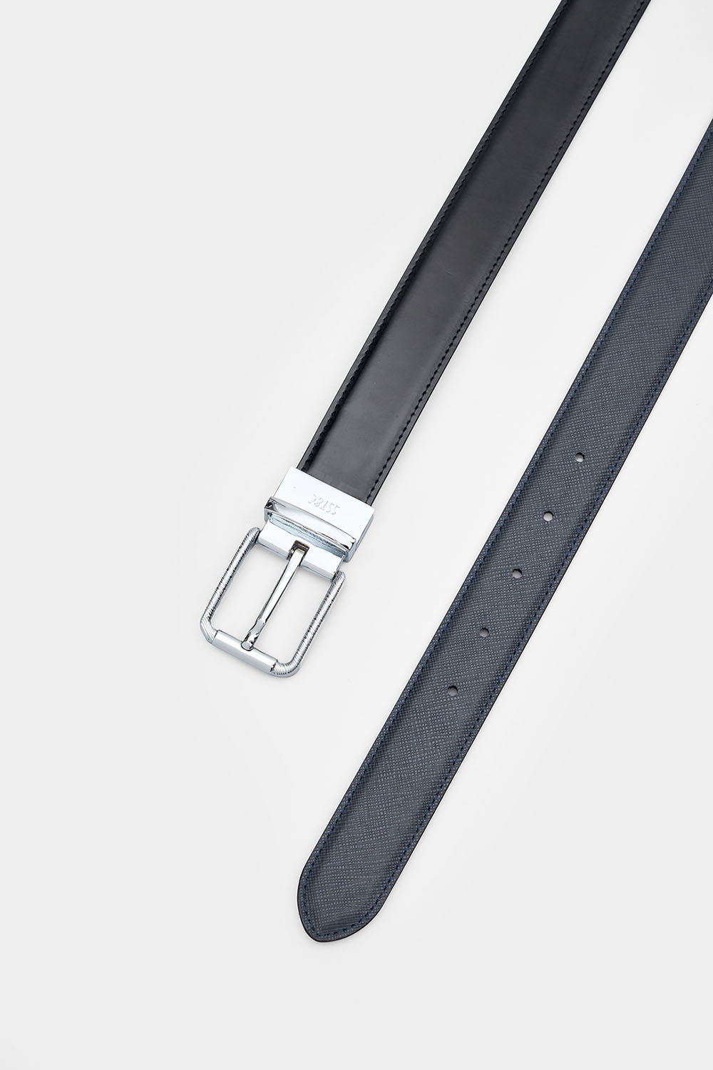 SST&C Black & Dark Blue Back Turn Pin Buckle Belt | 00312411002_1