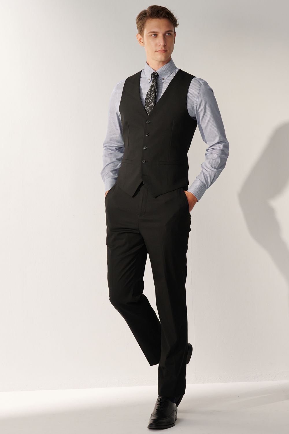 SST&C Basic Black Slim Fit Suit Trousers | 00022411001_2