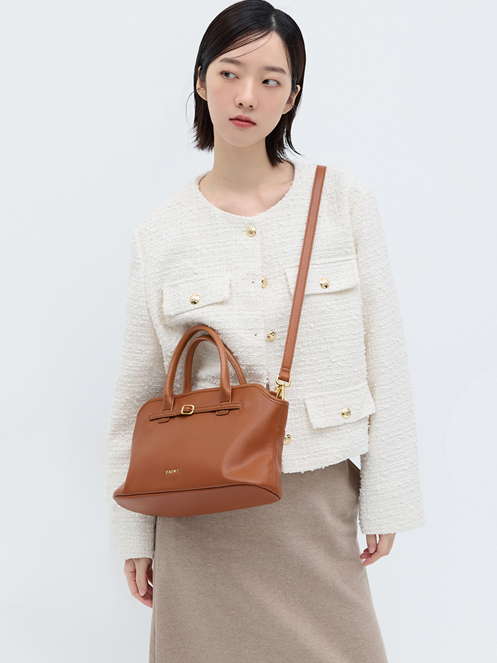 ★S'AIME Jennie皮帶釦托特包(Ｍ)ハンドショルダーバック/送料込 S'AIME Jennie皮帶釦托特包(M)｜ S'AIME東京企劃