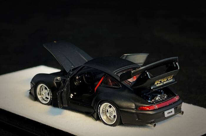 PGM 1/64 保時捷RWB993 Matte Black 消光黑版全合金可開標準版金輪