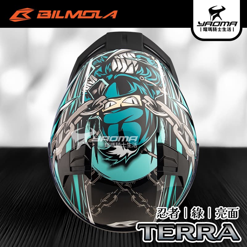 BILMOLA 安全帽 TERRA 忍者 綠 亮面 全罩式 雙D扣 預留藍牙耳機槽 眼鏡溝 平價通勤_6