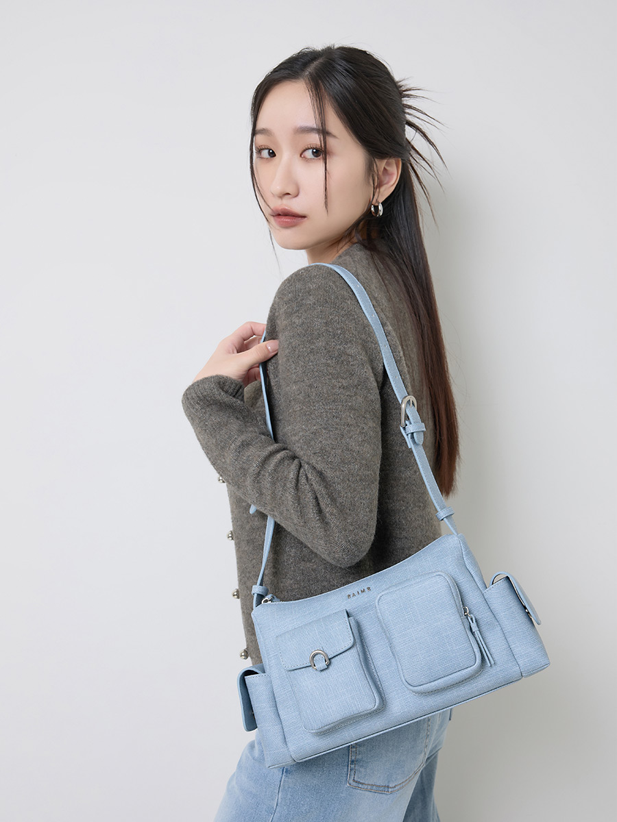 台湾 S’AIME デニム 2WAY マルチポケット ショルダーバッグ 台湾 S'AIME デニム 2WAY マルチポケット ショルダーバッグ (S