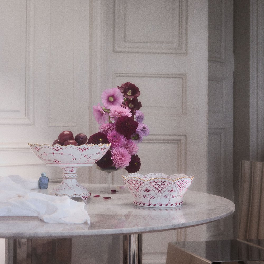 全花邊24K金紫紅唐草- 鏤空造型水果籃23cm